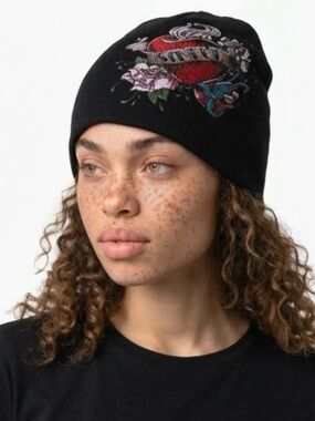 Vintage Sinful by Affliction Black Knit Beanie Toque Tattoo inspired Hat
